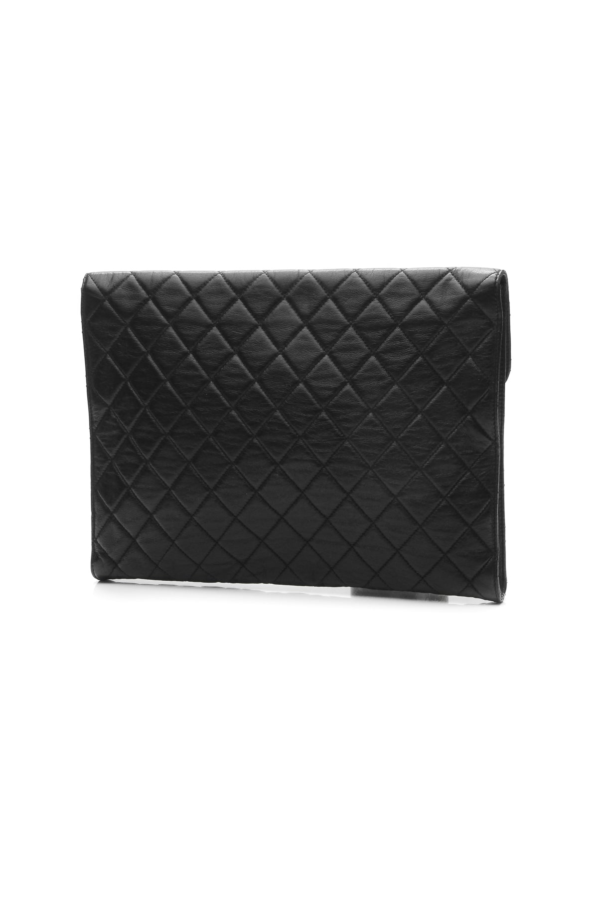 CC Quilted Flap Clutch Bag - Black