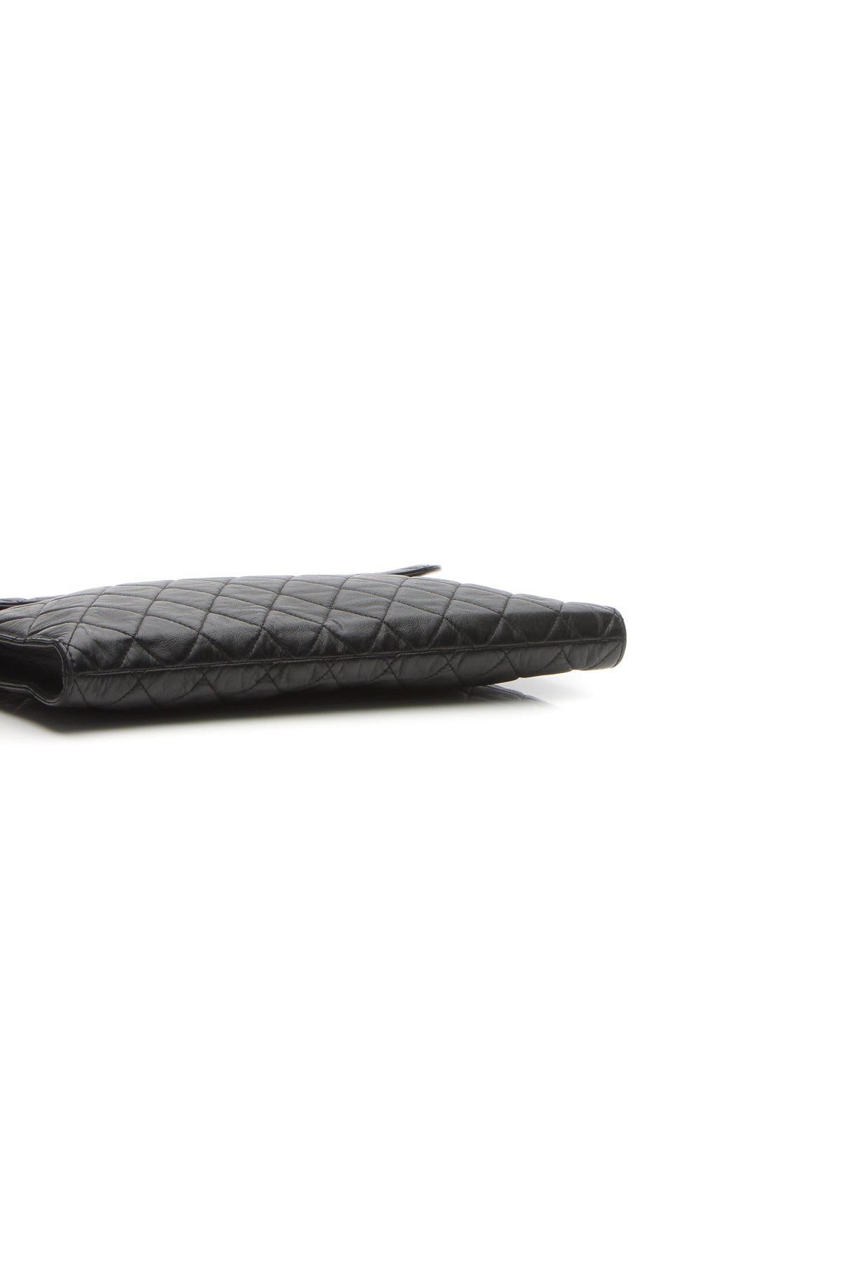 CC Quilted Flap Clutch Bag - Black