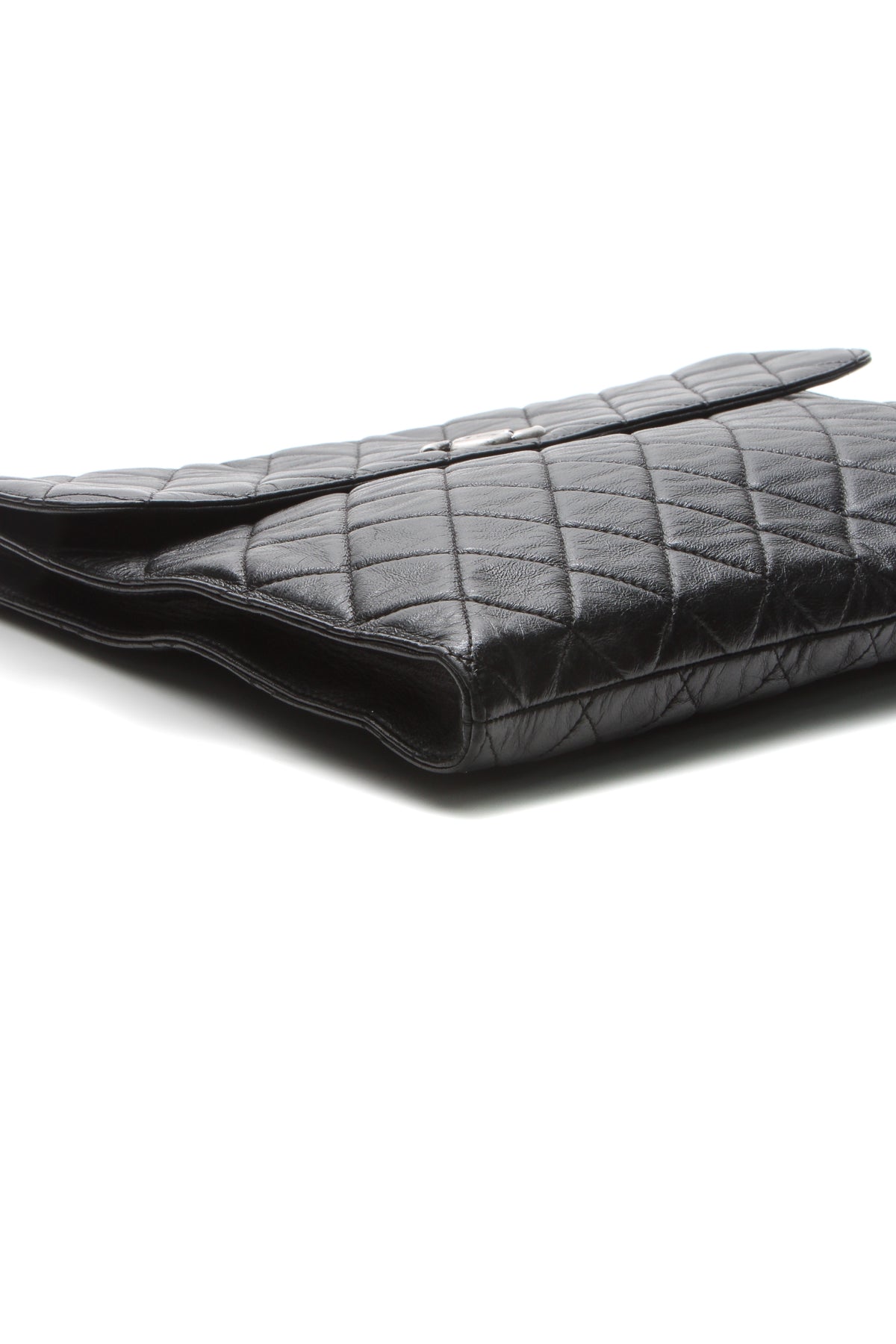 CC Quilted Flap Clutch Bag - Black