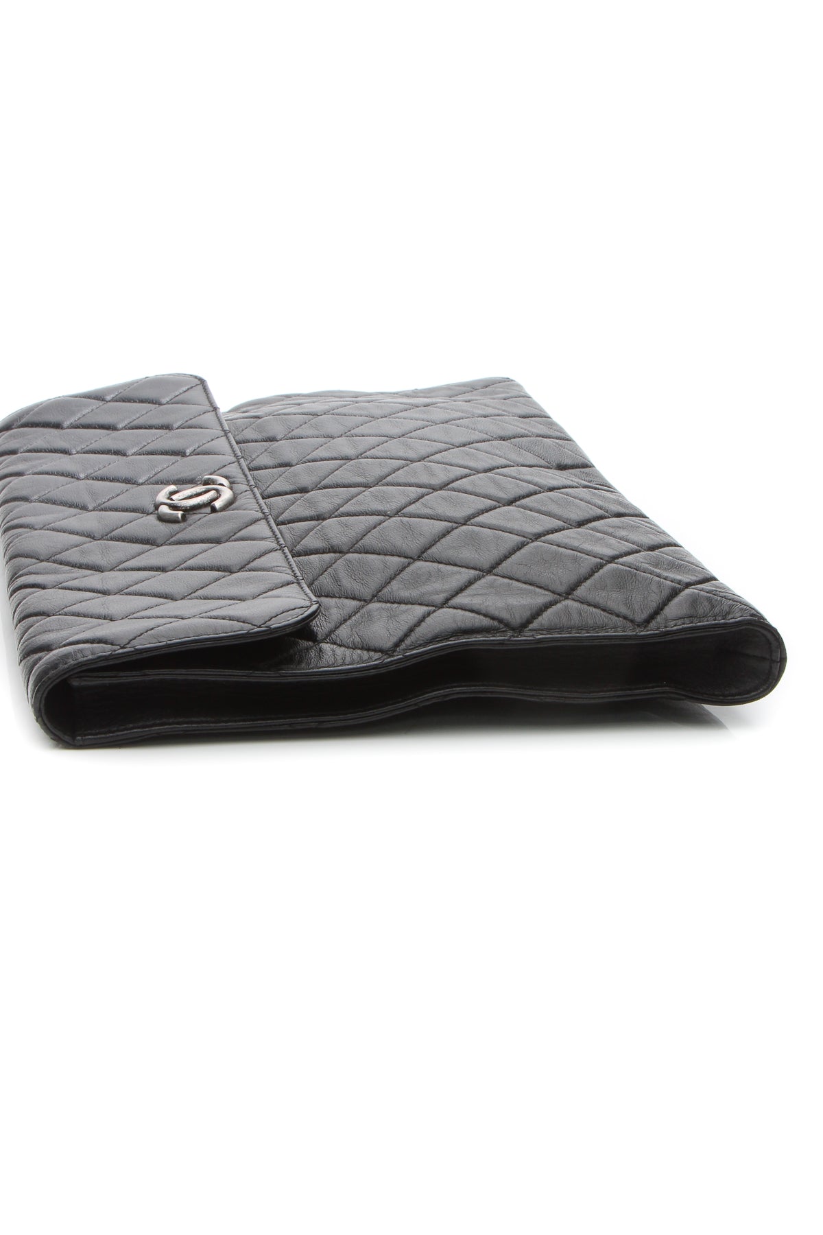 CC Quilted Flap Clutch Bag - Black