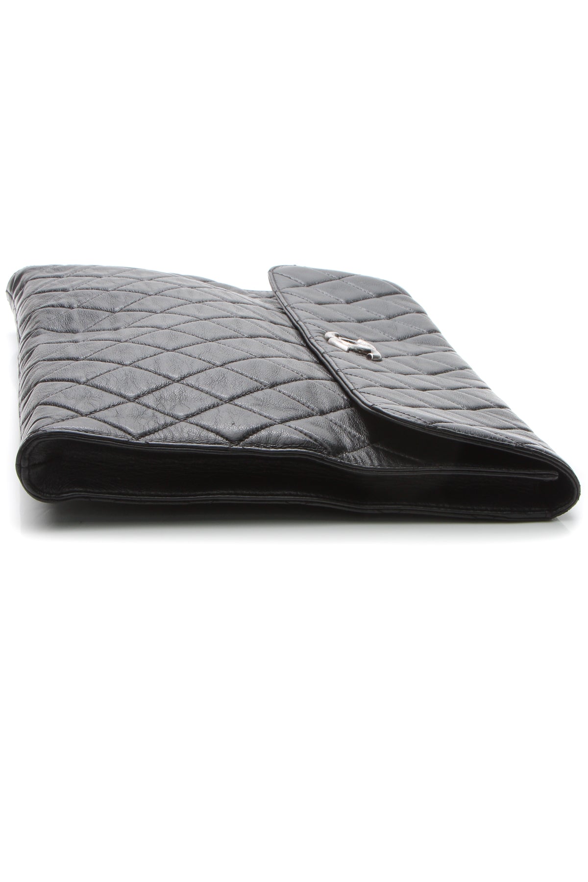 CC Quilted Flap Clutch Bag - Black