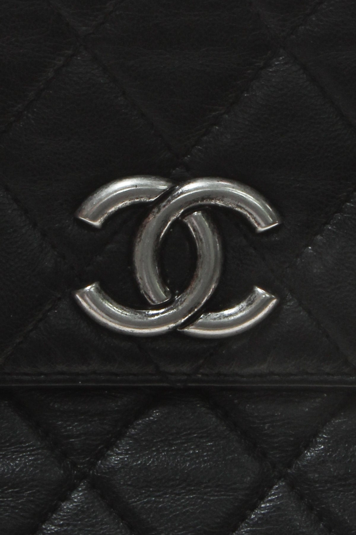 CC Quilted Flap Clutch Bag - Black