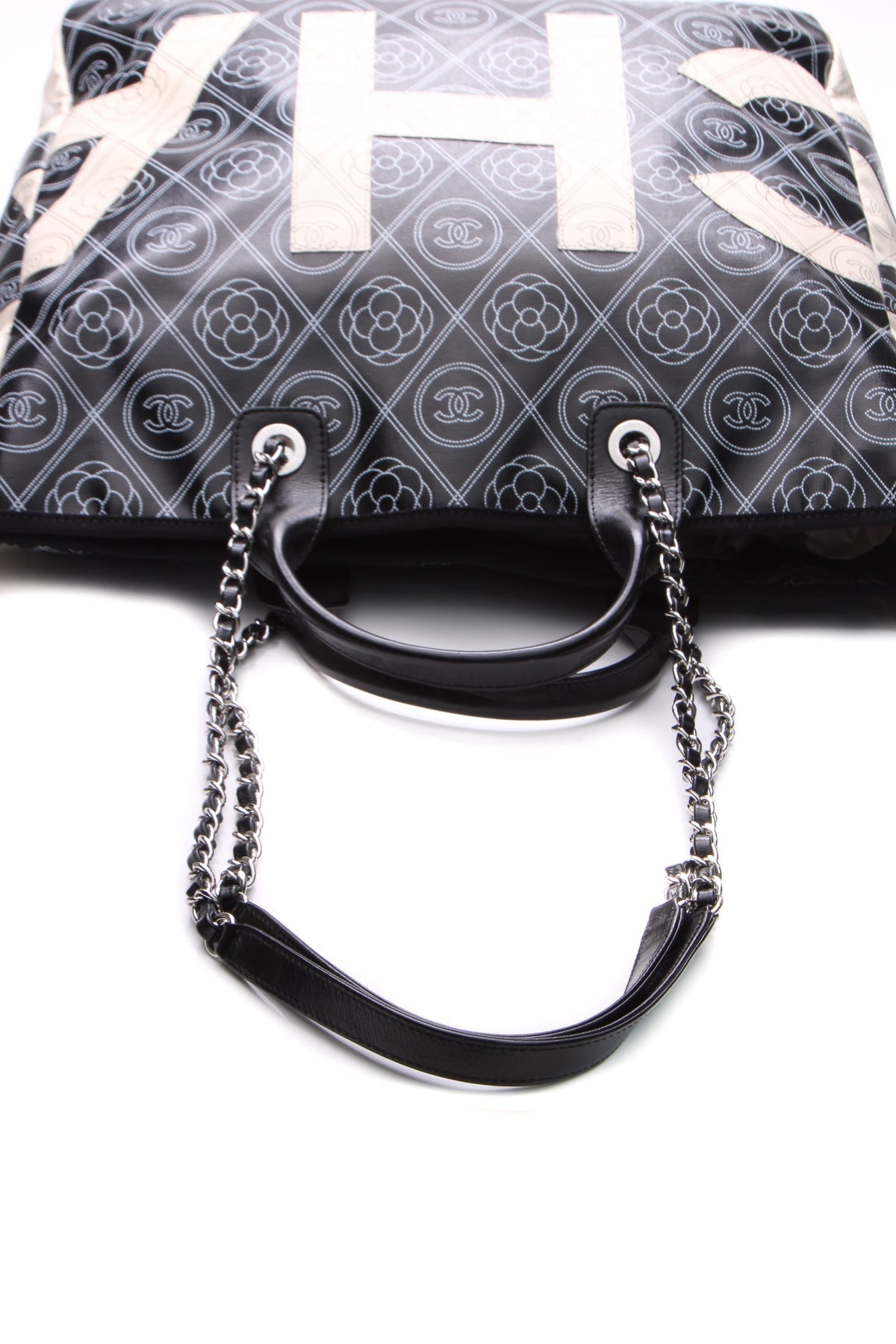 Camellia Medium Shopping Tote Bag - Black/Beige