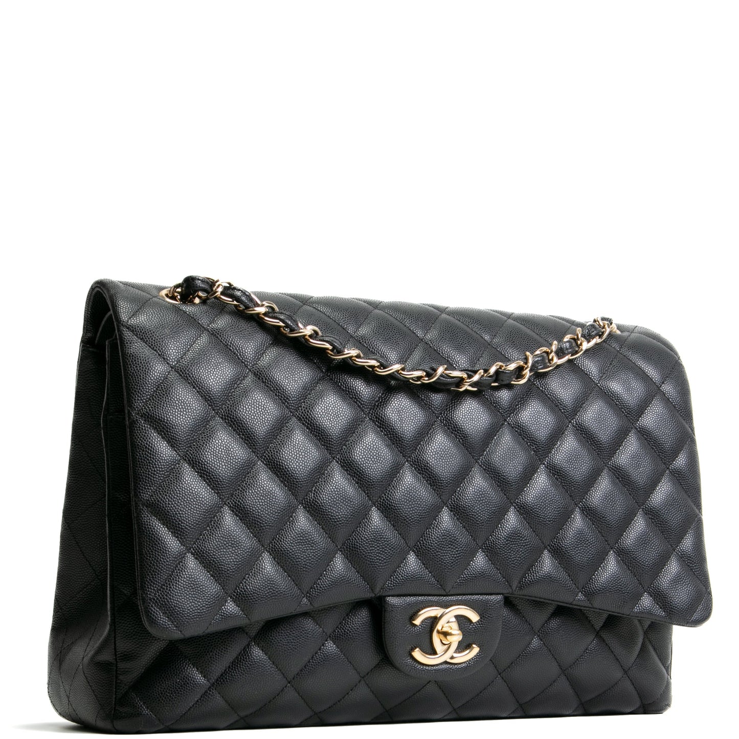 CHANEL Caviar Quilted Maxi Double Flap - Black