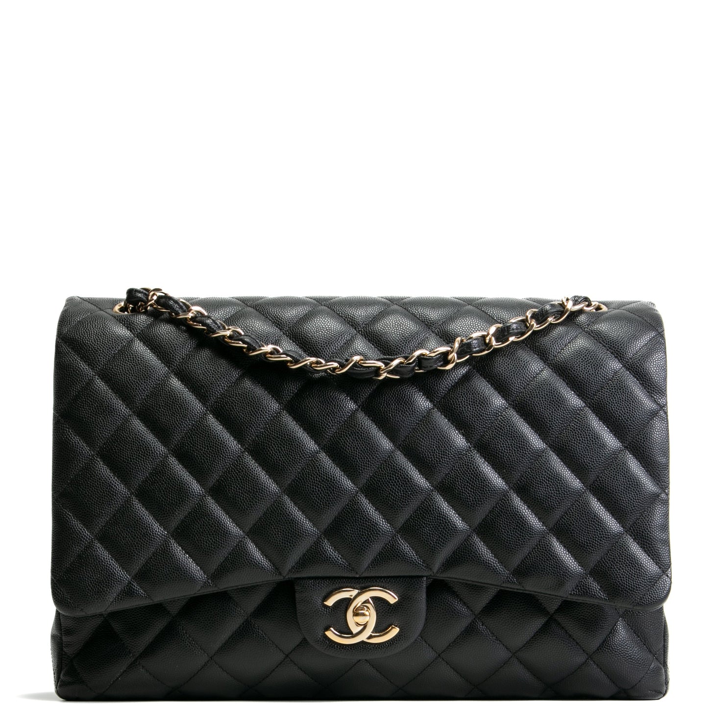 CHANEL Caviar Quilted Maxi Double Flap - Black