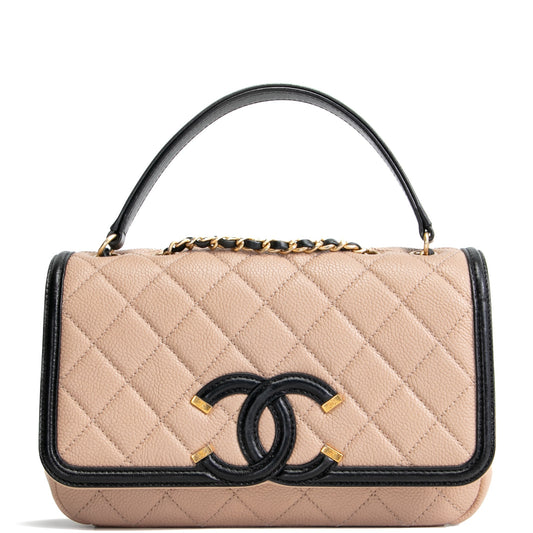 CHANEL Filigree CC Small Flap Bag  - Dark Beige