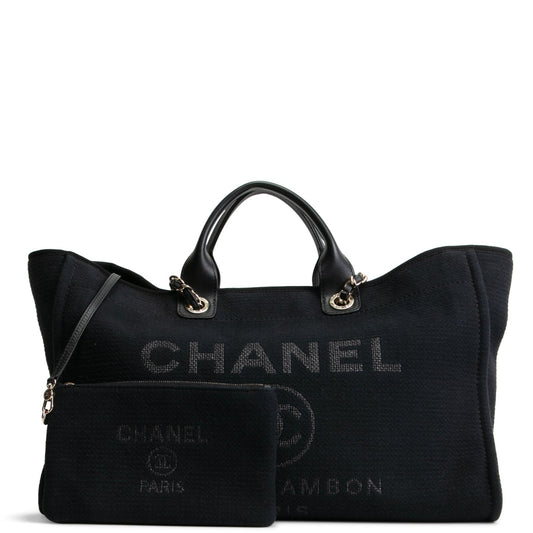 CHANEL Deauville Tote Large- Black OUTLET FINAL SALE