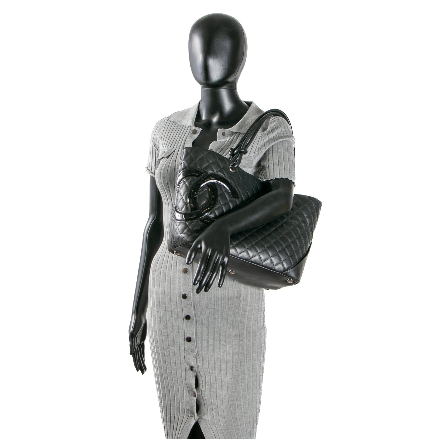 CHANEL Calfskin Quilted Cambon Tote Large- Black