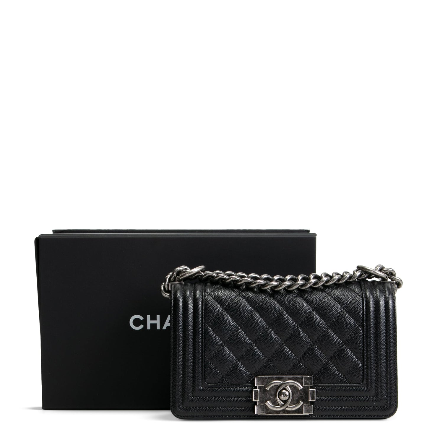 CHANEL Caviar Quilted Boy Flap Bag Small- Black