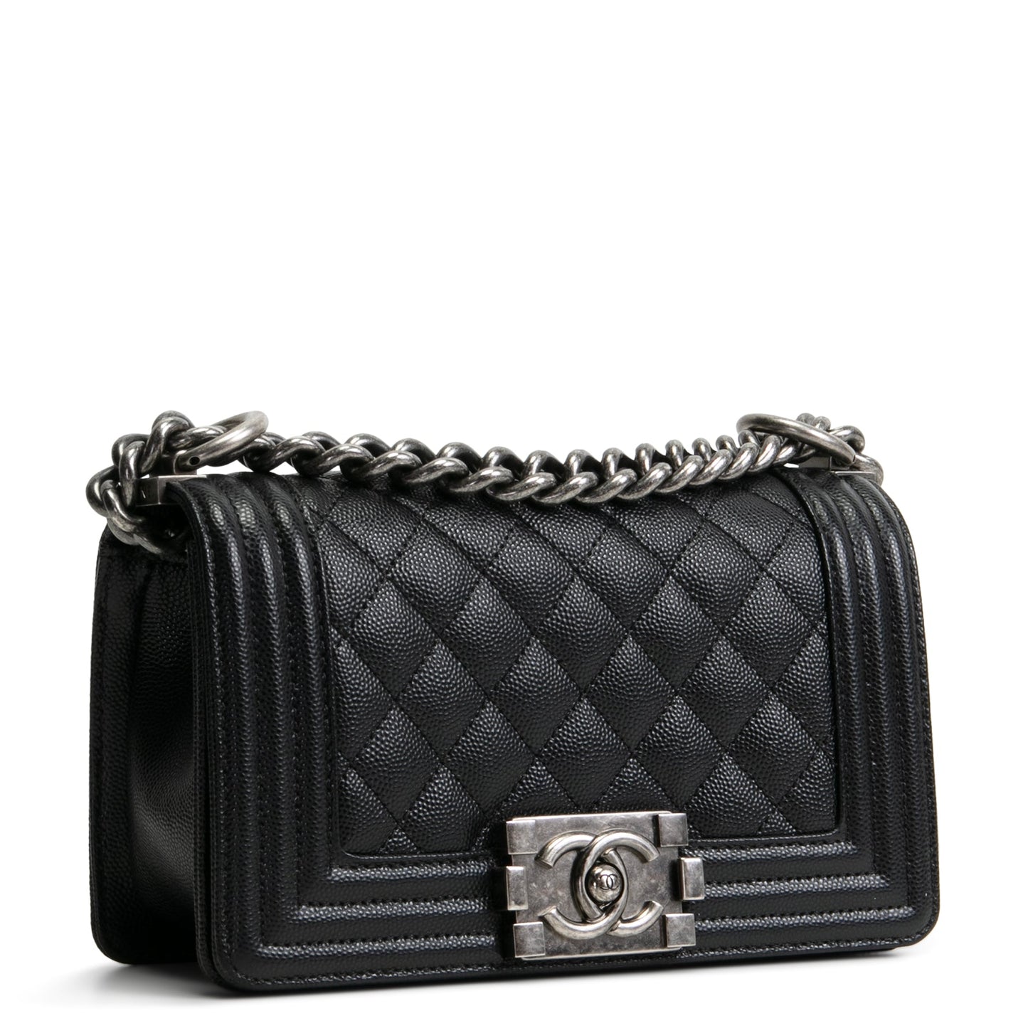 CHANEL Caviar Quilted Boy Flap Bag Small- Black