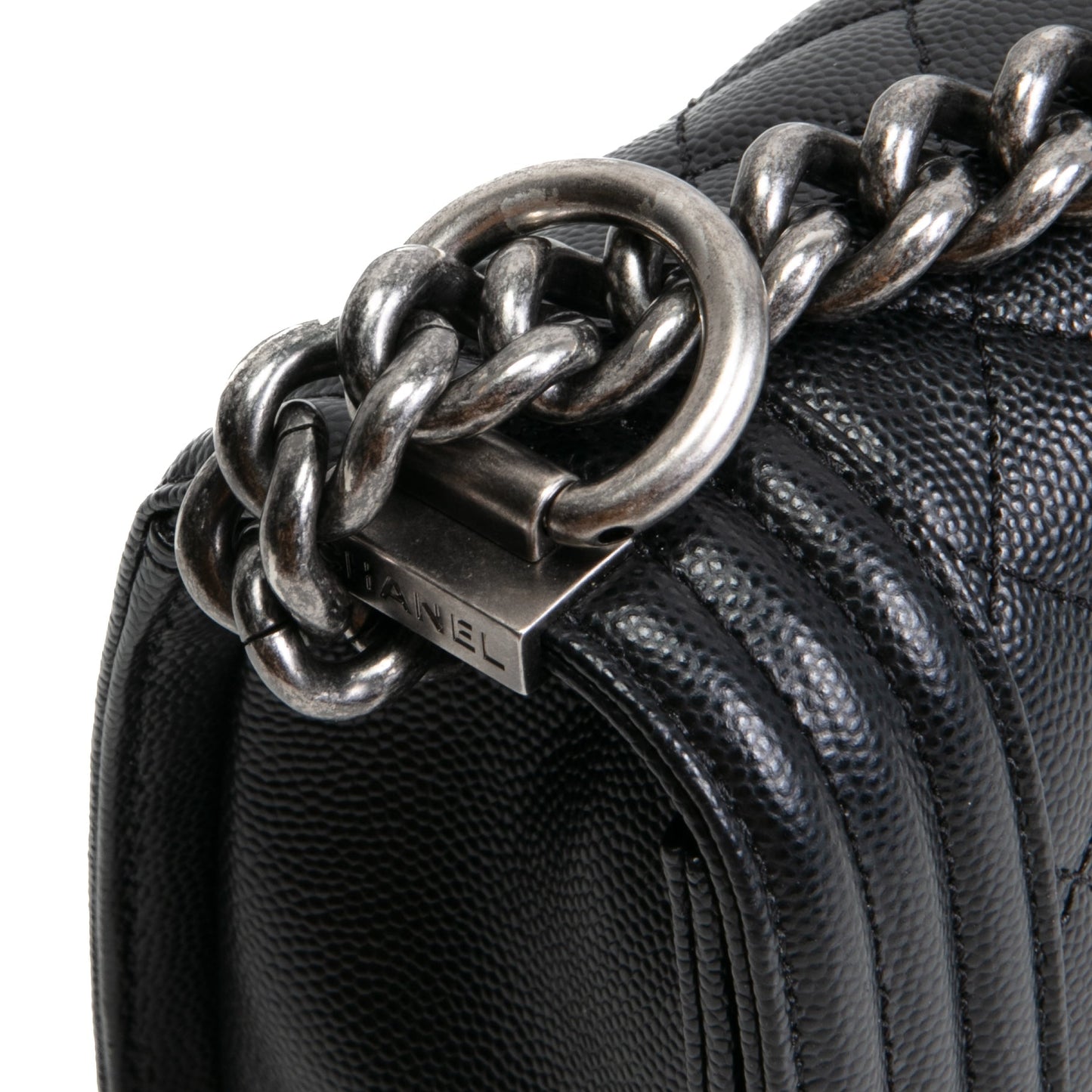 CHANEL Caviar Quilted Boy Flap Bag Small- Black