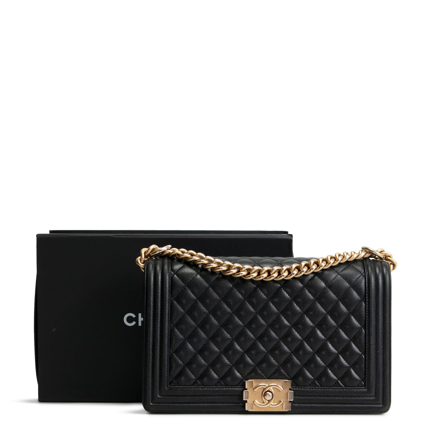 CHANEL Caviar Quilted Medium Boy Flap Bag- Black