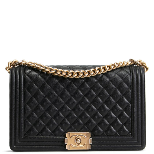 CHANEL Caviar Quilted Medium Boy Flap Bag- Black