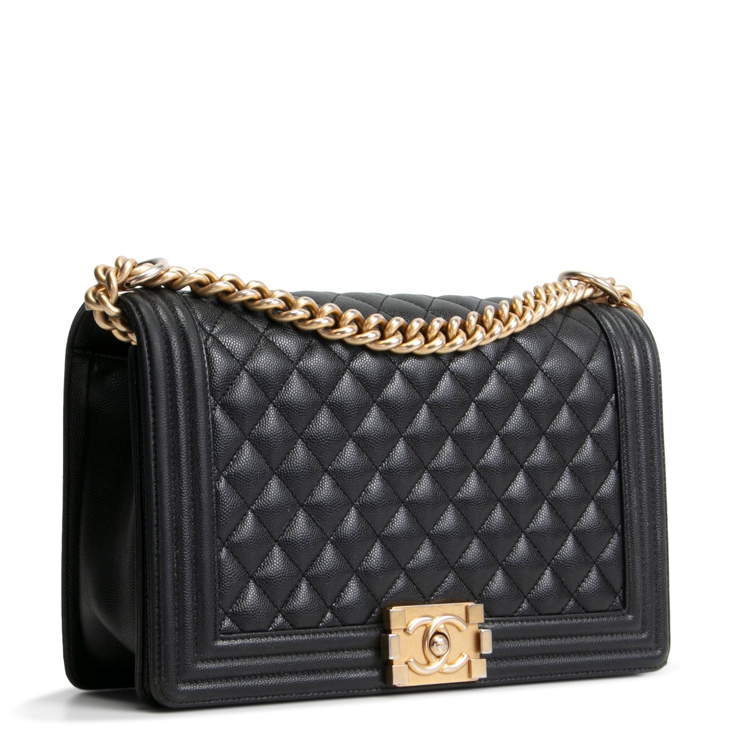 CHANEL Caviar Quilted Medium Boy Flap Bag- Black