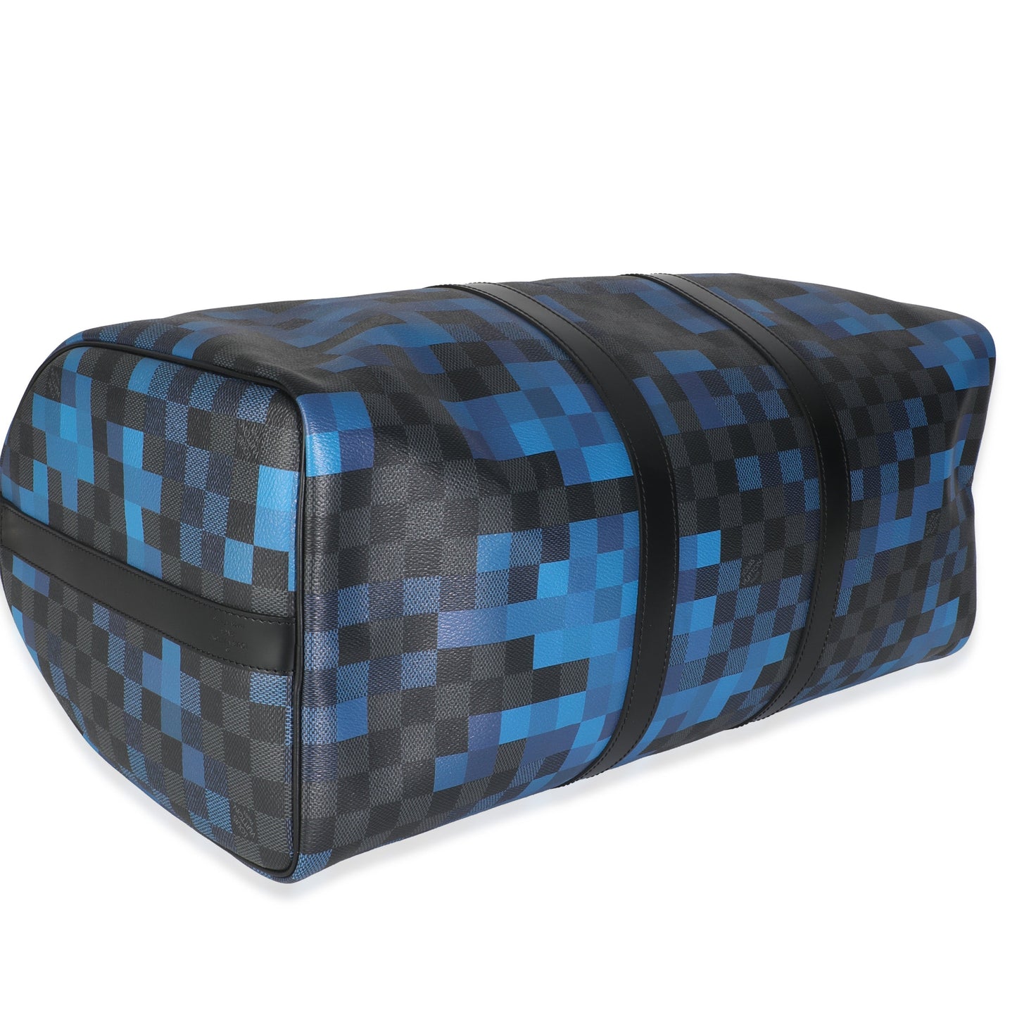 Blue Damier Graphite Canvas Pixel Canvas Keepall Bandouliere 50